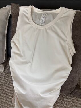 Marika Cream Sleeveless Scoop Athletic Tank